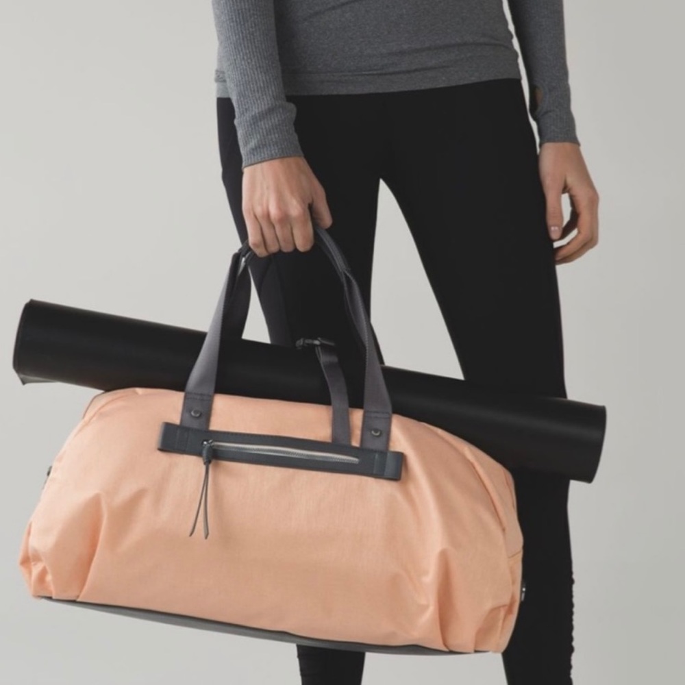 lululemon | RARE | all you need duffel bag | gray/peach | gym bag